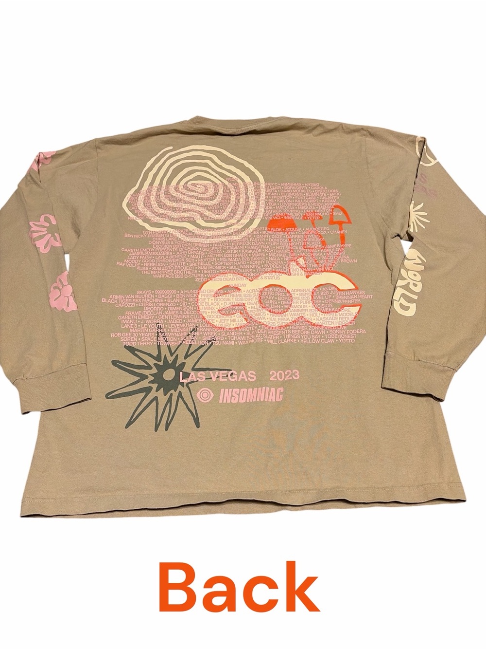 2023 Las Vegas e d v Tee with Spiral Party Print and lineup of all performers - Picture 3 of 7